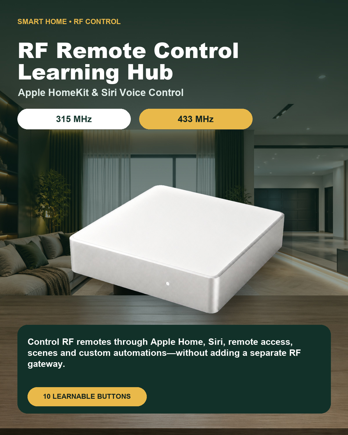 Smart Home Hub Samsung - 315/433MHz RF 원격 제어 학습 허브,