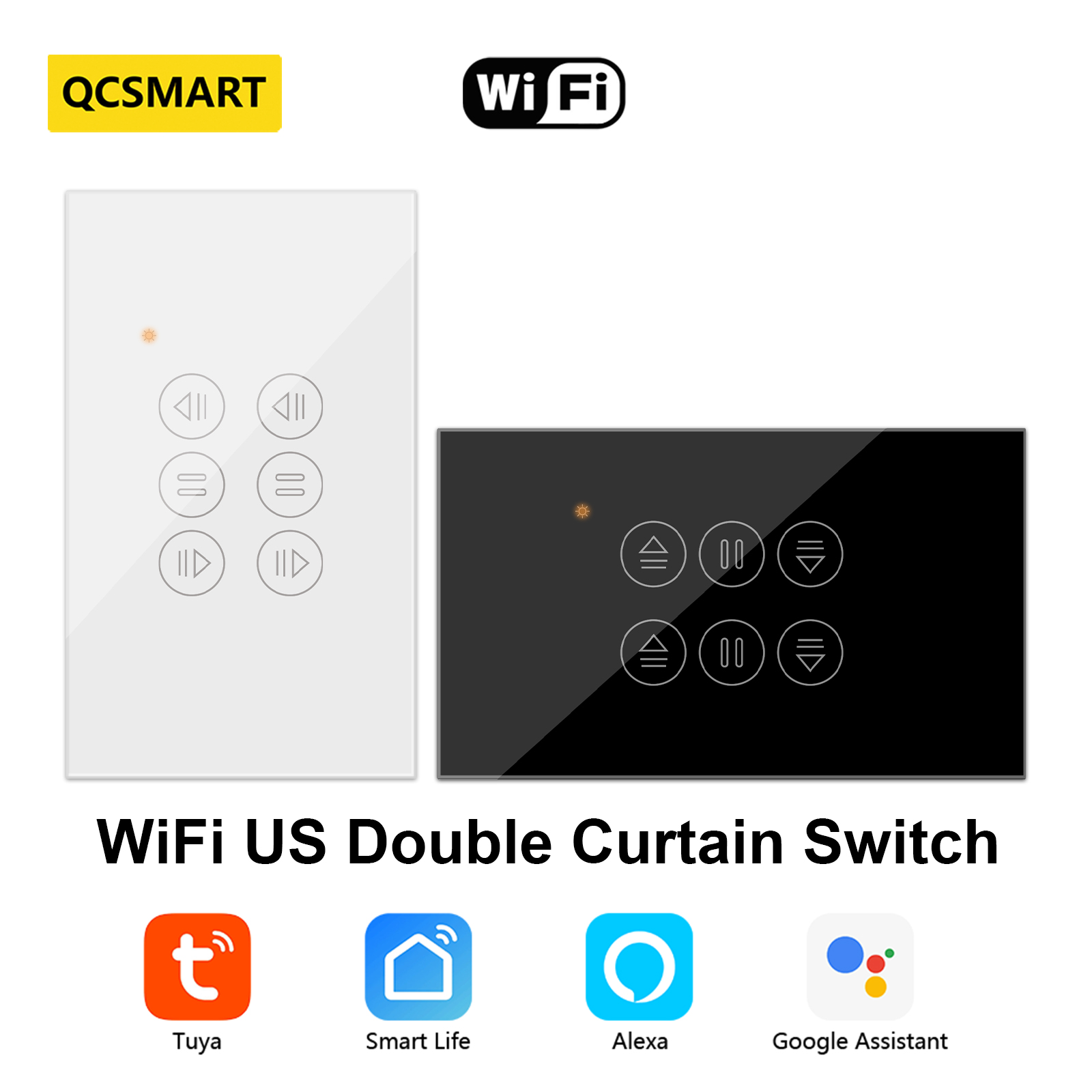 Smart Home Blinds - QCSMART WiFi 더블 커튼 미국 스위치
