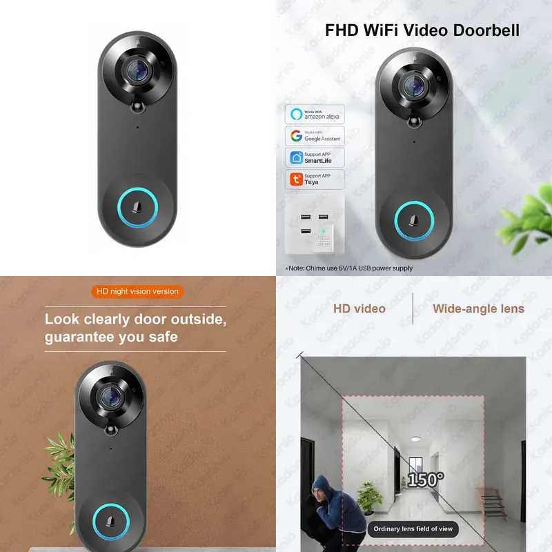 Video Doorbell - 카도니오 1080P WiFi 비디오 도어벨 PIR