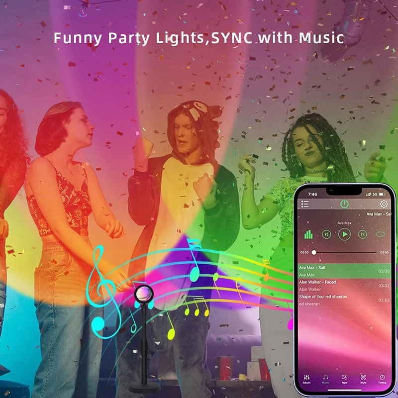 스마트 LED 선셋 램프, 다채로운 변화, 블루투스 앱 - Smart Home Matter 리뷰 및 가격