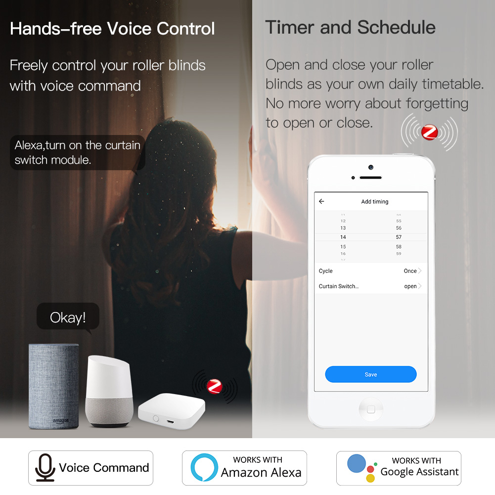 MOES ZigBee 스마트 RF433 롤러 셔터 블라 - Smart Home Blinds 리뷰 및 가격