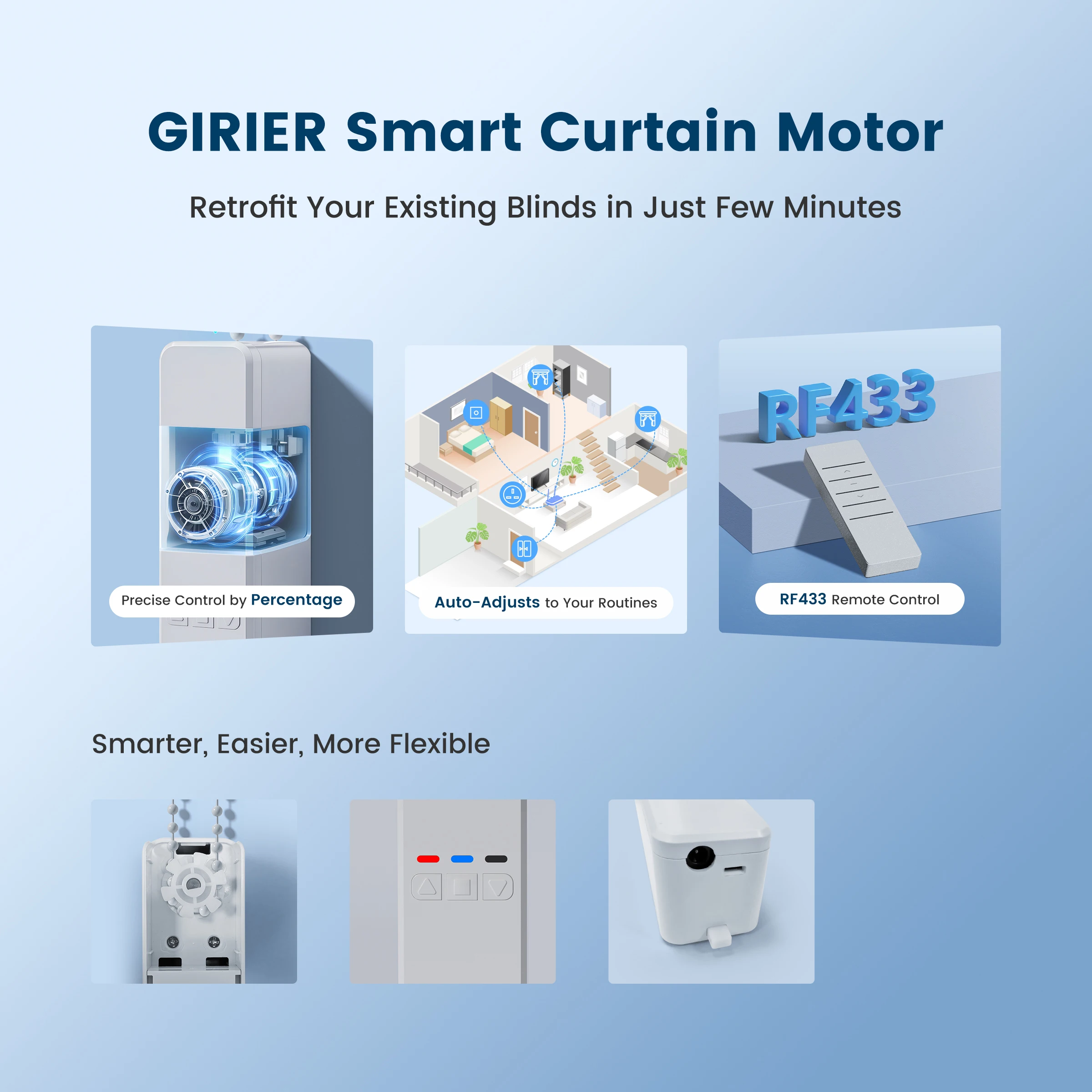 GIRIER 스마트 커튼 모터 WiFi RF433 전동 - Smart Home Blinds 리뷰 및 가격