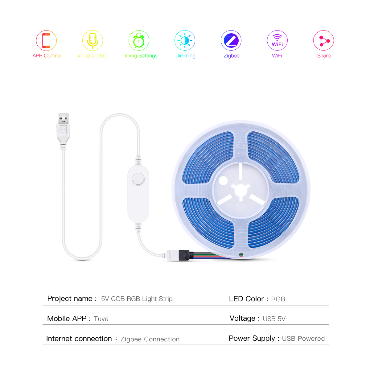 ZigBee LED 스트립 스마트 투야 COB 조명 U - Alexa Compatible Bulb 리뷰 및 가격