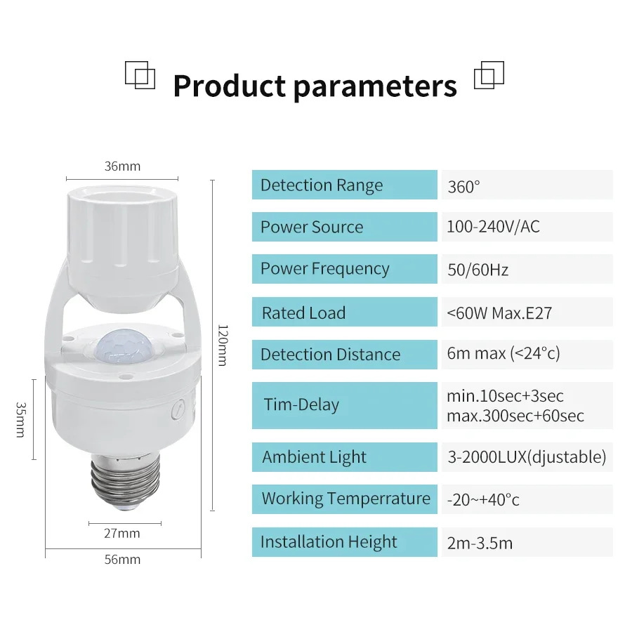 PIR 모션 센서 E27 전구 소켓 램프 베이스 AC1 - Voice Control Light Bulb 리뷰 및 가격